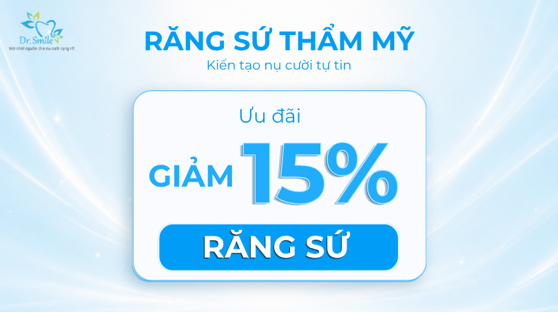 Giảm 15% cho tất cả dịch vụ Răng toàn sứ