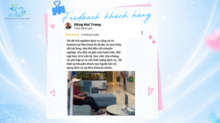 Feedback khách làm dịch vụ sứ + implant tại Dr.Smile